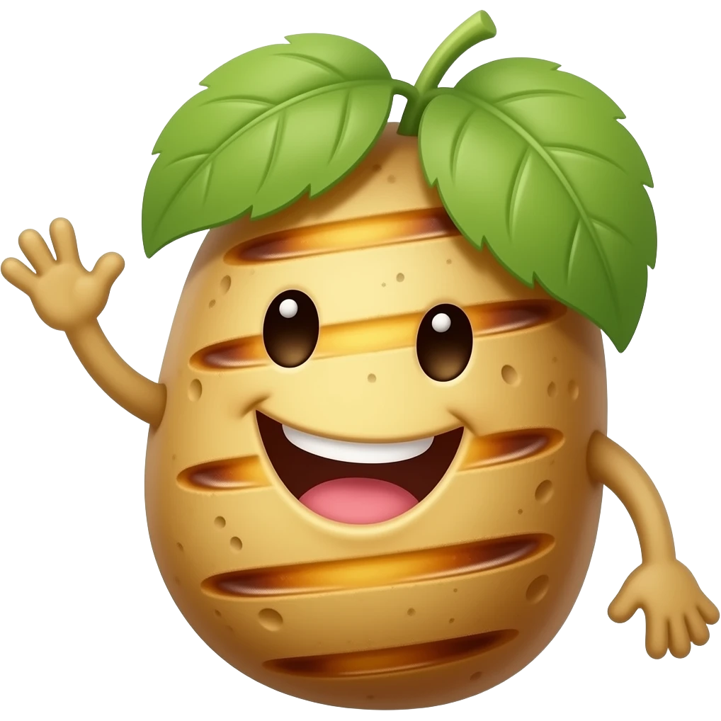 patata grigliata che ride e saluta emoji