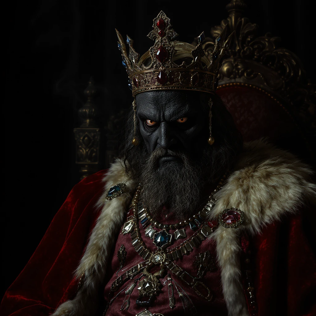 The sinister king emoji, not cartoon like emoji