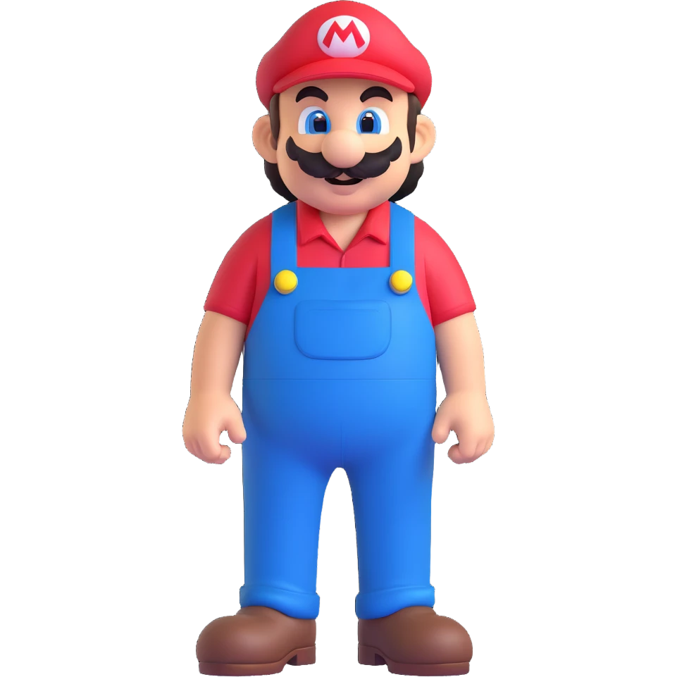 Mario, red hat, blue overalls, mustache, cheerful, classic video game character emoji