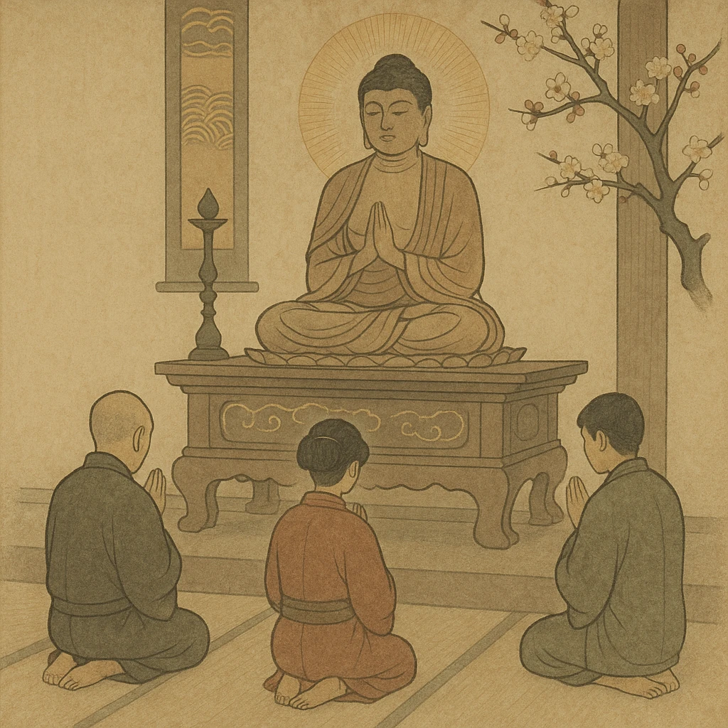 people praying in a Buddhist temple emoji