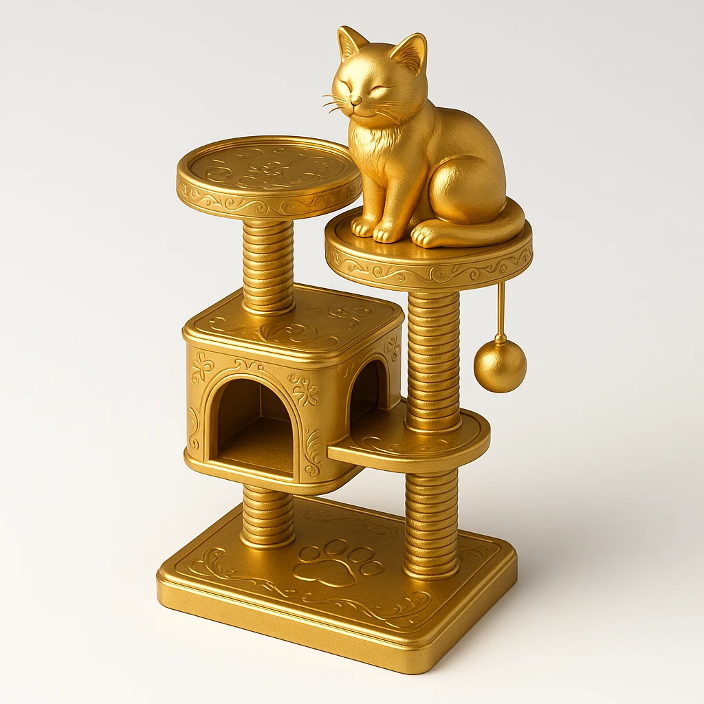 cats relaxing in a vertical playhouse emoji