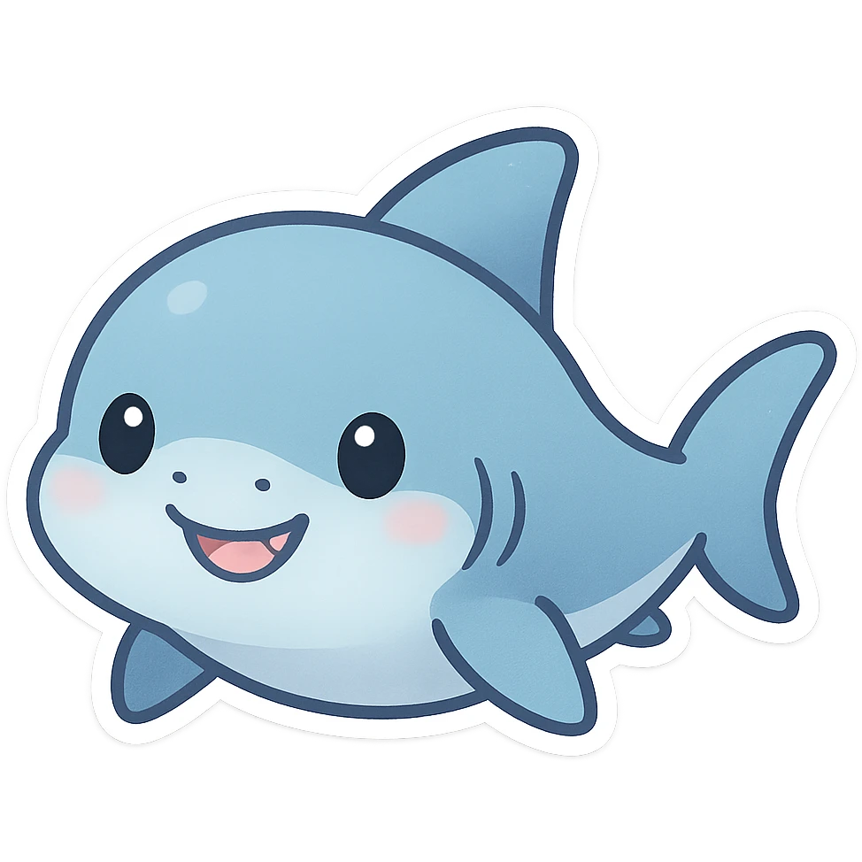 cute baby shark, simple, friendly, suitable for emoji or sticker emoji