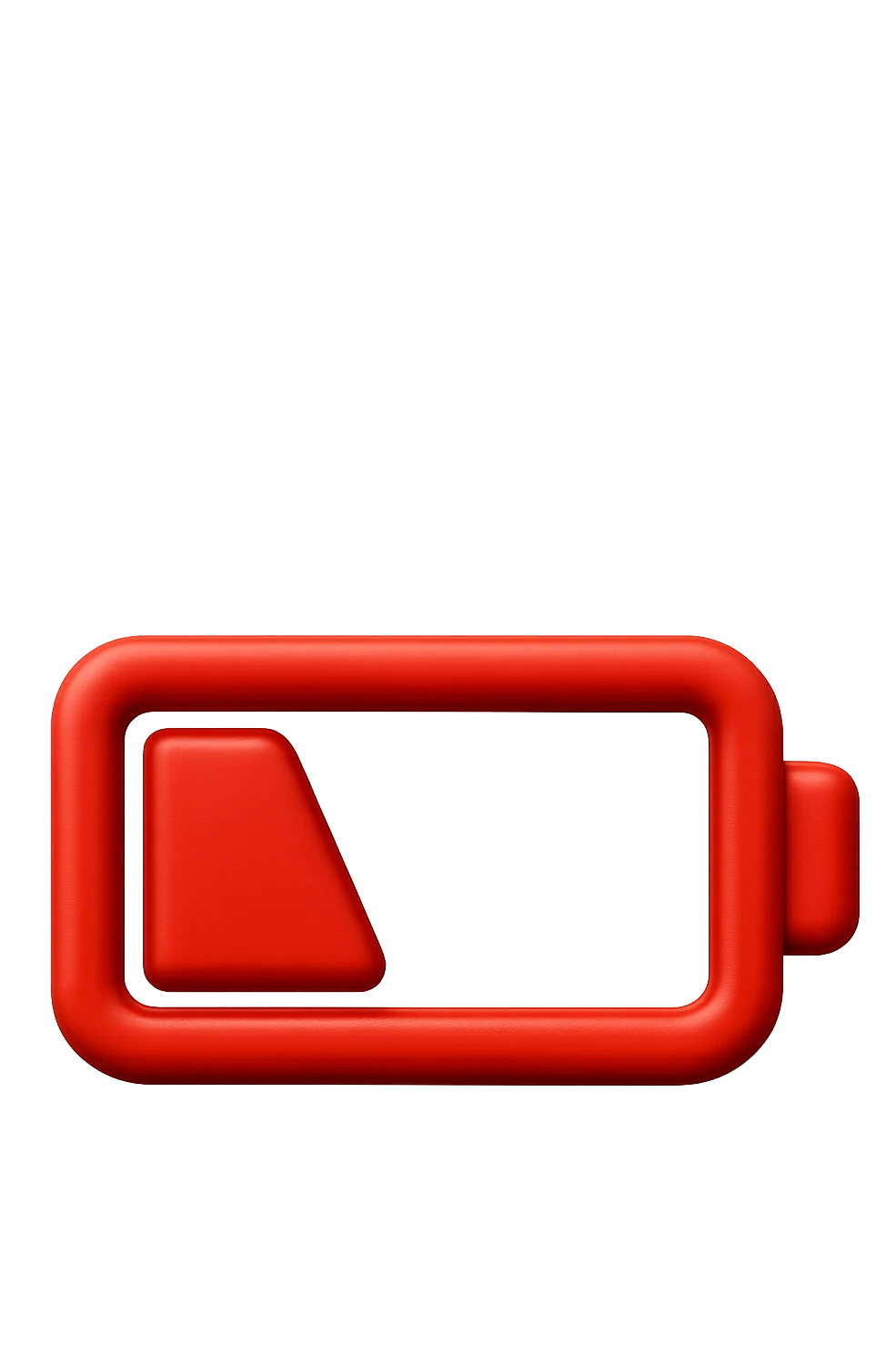EMOJI STILE IPHONE DI UNA BATTERIA ROSSA SCARICA IN 3D emoji