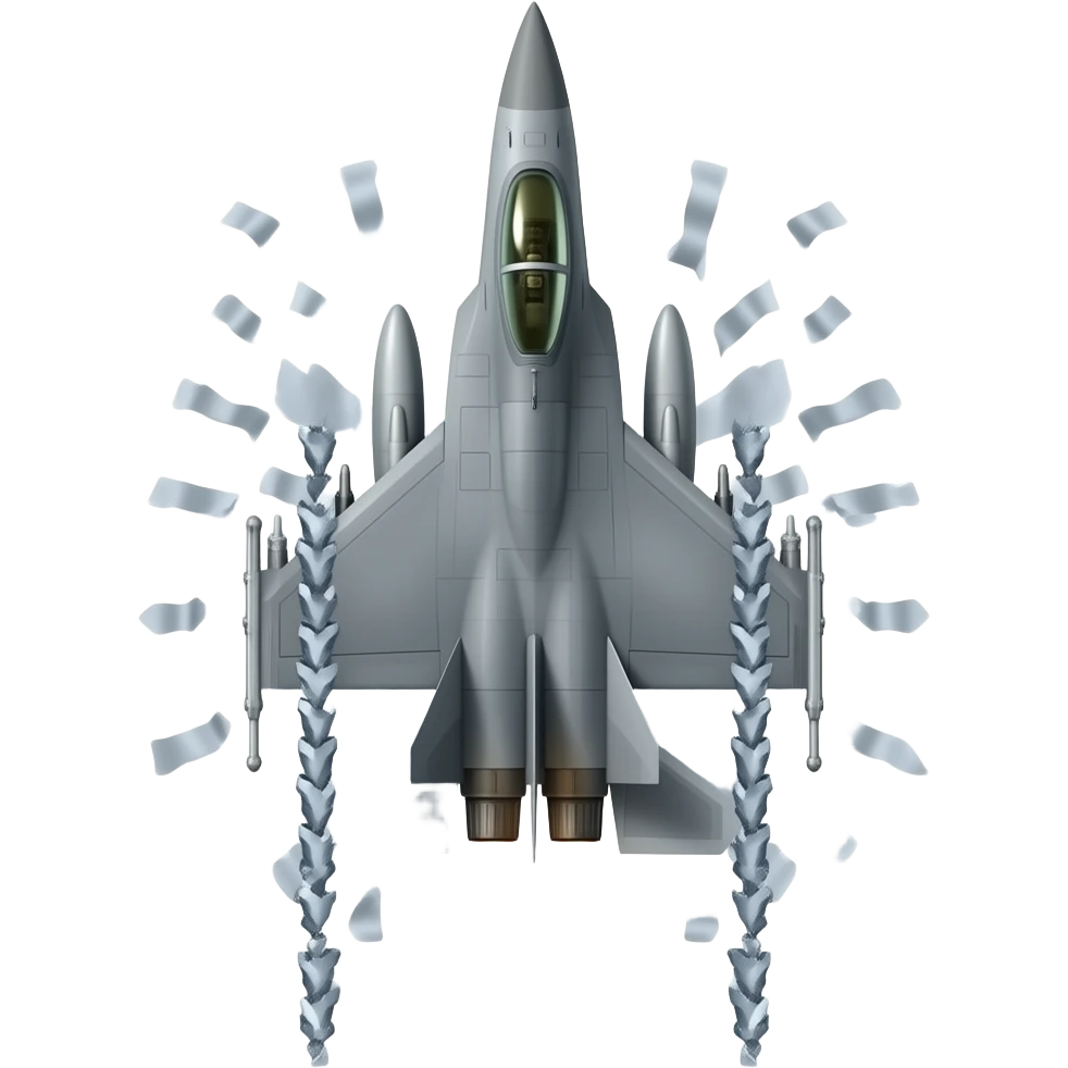 战斗机释放金属箔条，不要尾气，正面视角 emoji