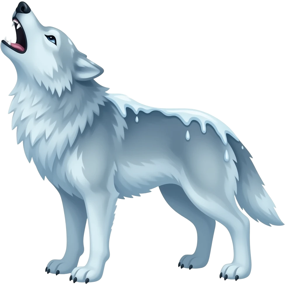 Ice wolf howling emoji