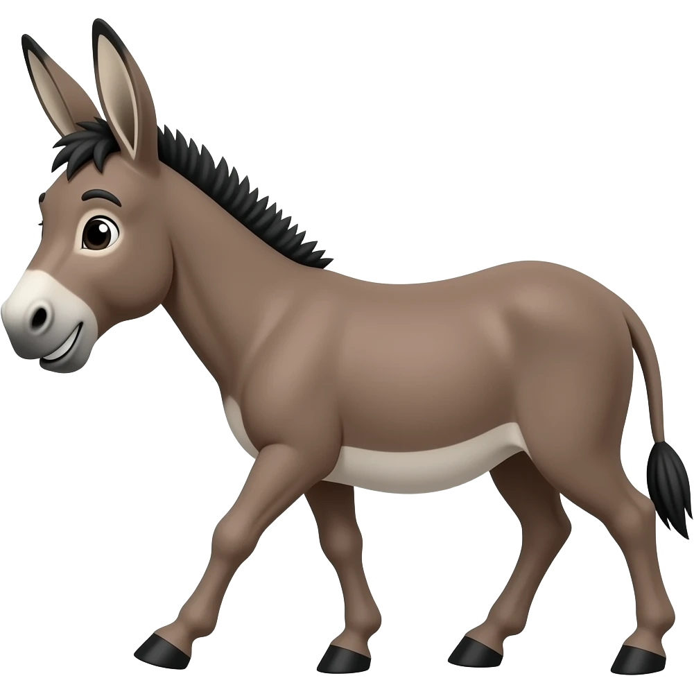 Cartoon brown donkey walking emoji
