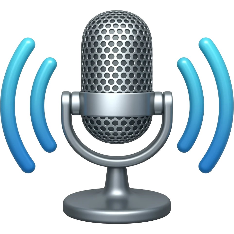 Sleek digital icon of a microphone and dynamic sound waves, voice recognition concept, smart assistant, modern technology, minimalist flat design, vector illustration. emoji