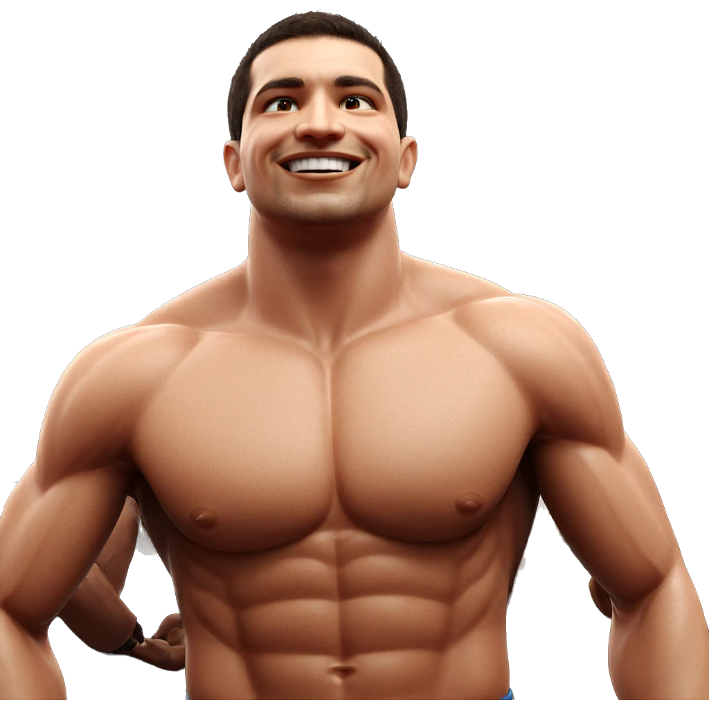 smiling muscular man with mustache emoji