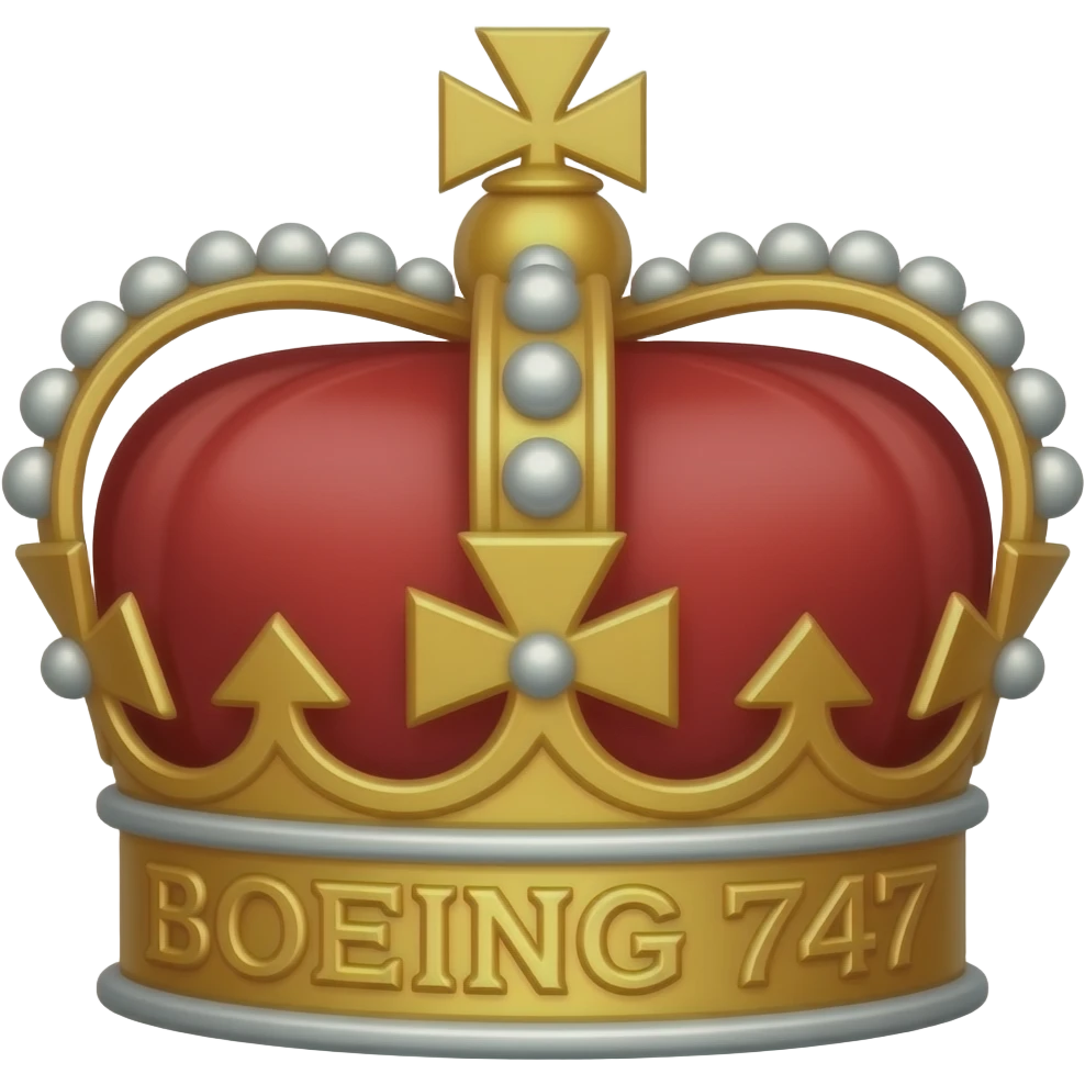 queen crown with boeing 747 letters in the bottom emoji