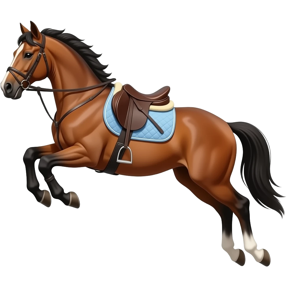 Caballo bonito con montura y saltando emoji