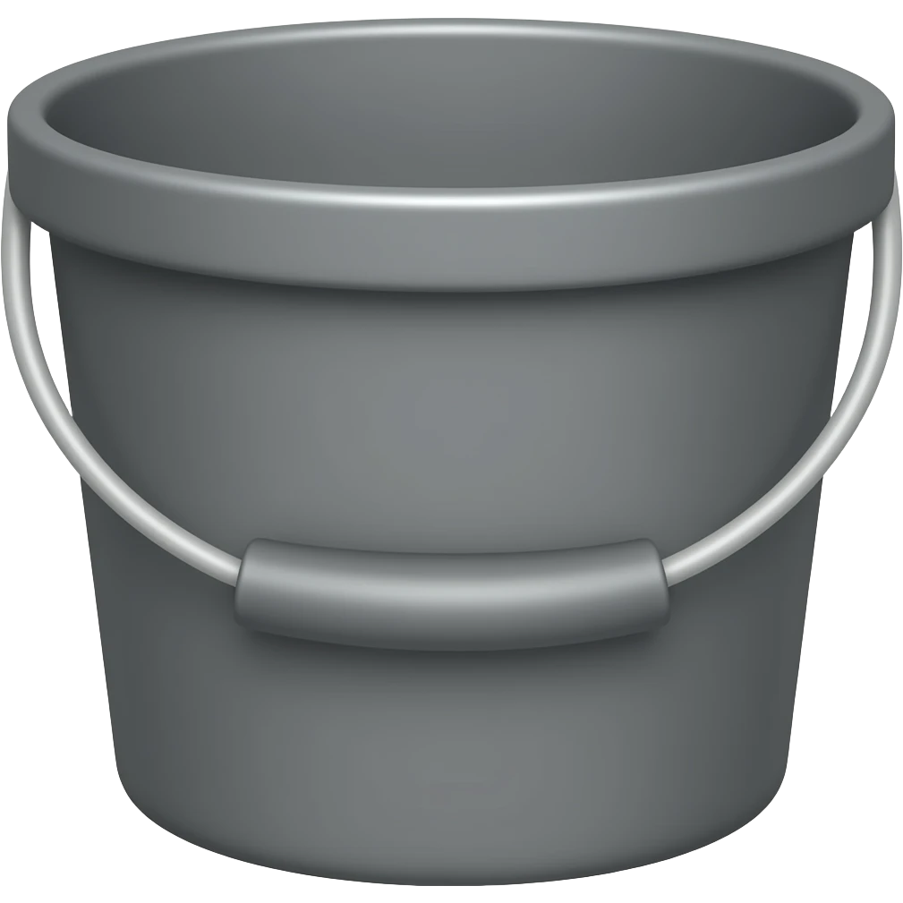 a kinda darkish grey bucket with light grey handle that is hanging down and can barely be seen emoji