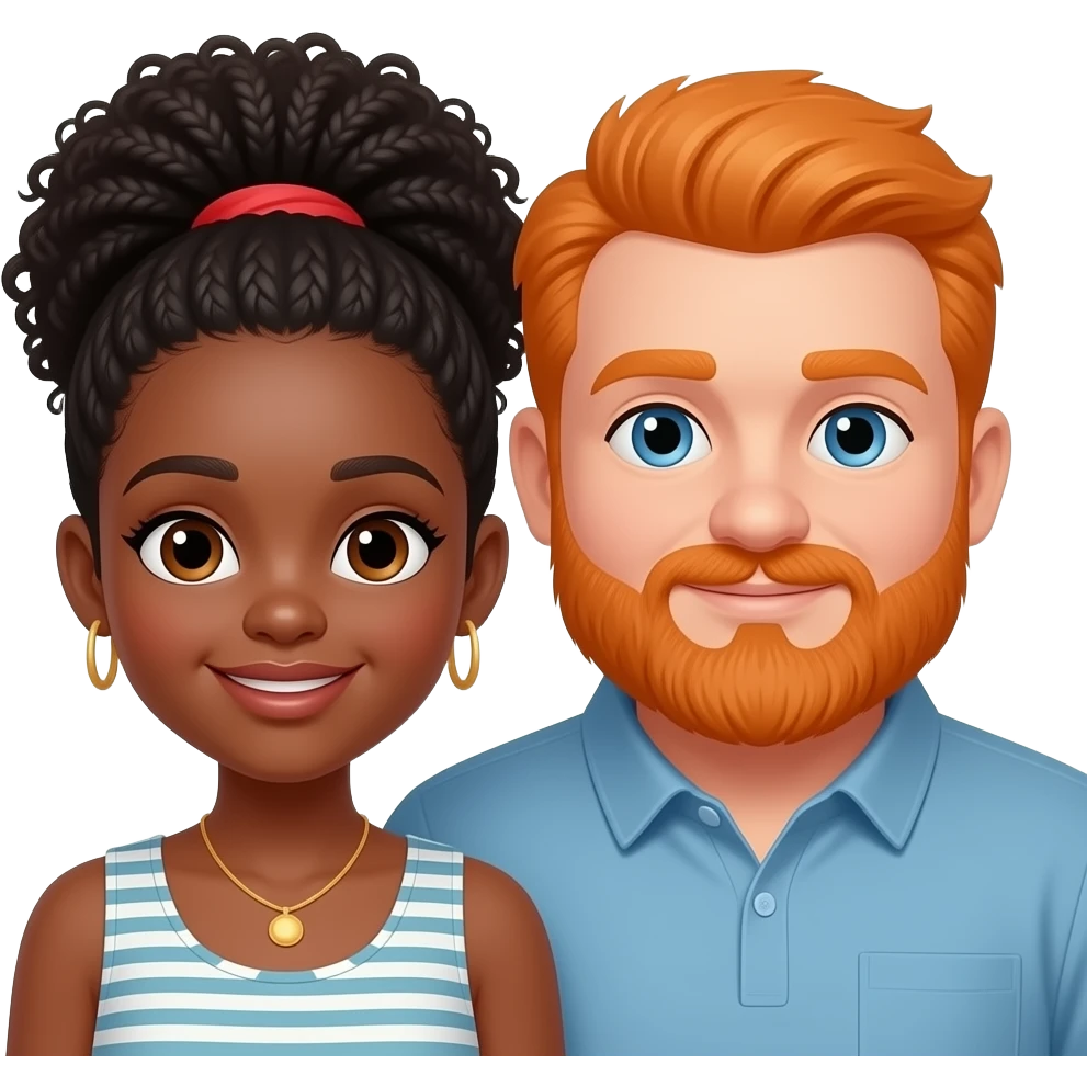 Black girl and orange  chubby head guy with beard  couple emoji
