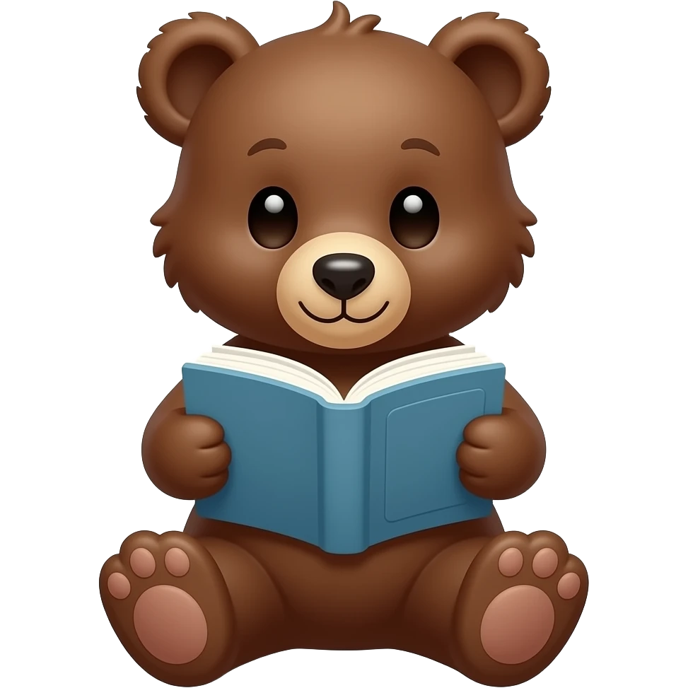Bear cub studying emoji