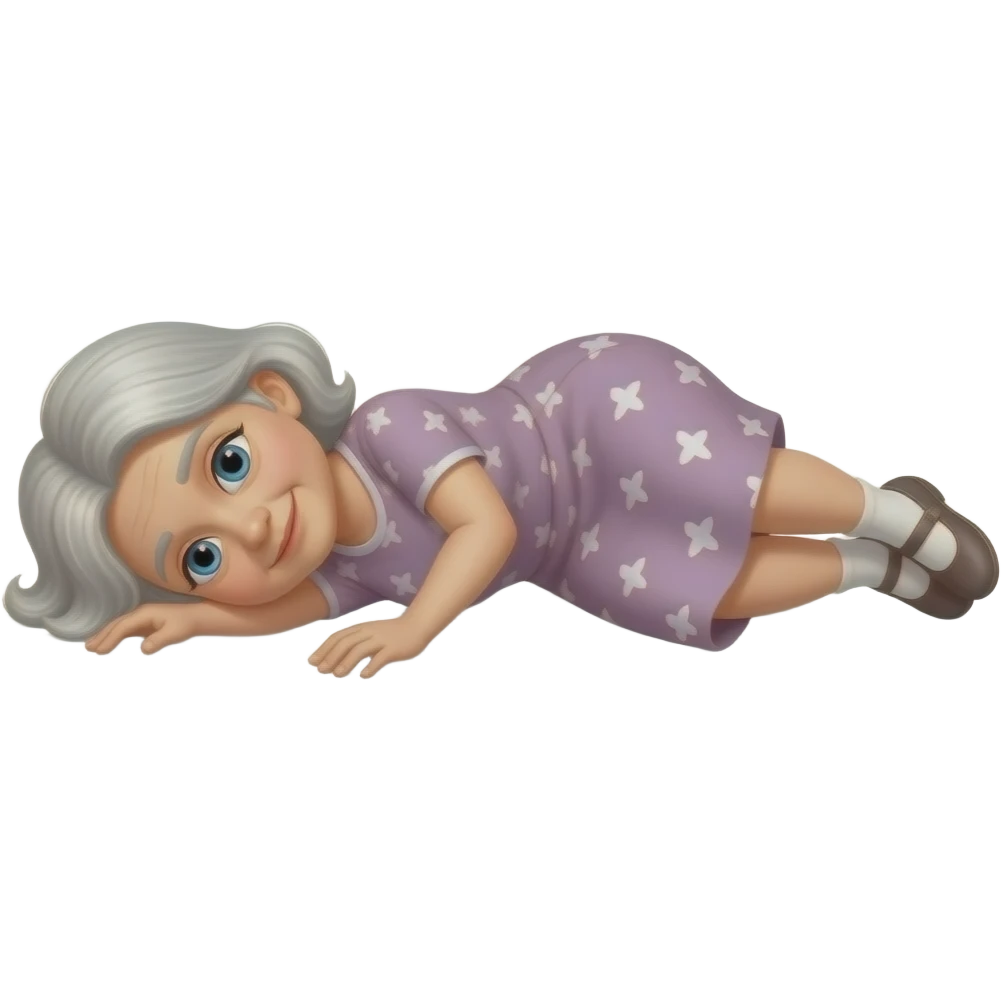 The whole body of an elderly woman who fell to the floor on her left side emoji