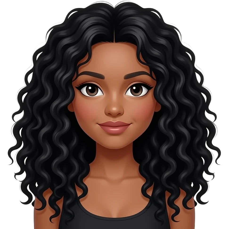 career beautiful girl black long very curly hair emoji
