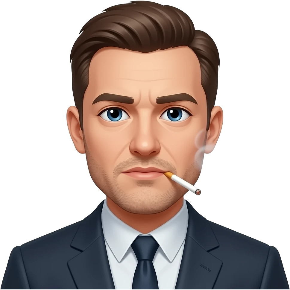 um homem solitario fumando com vazio nos olhos emoji