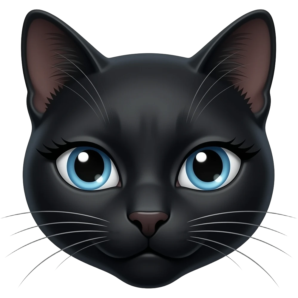 Only show the slim head A black cat that looks like Cat woman with long lashes blue eyes emoji