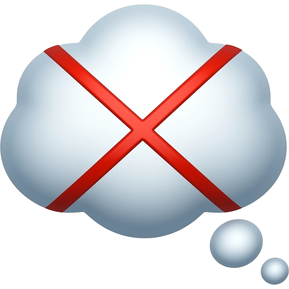 A thought bubble crossed with a red line emoji