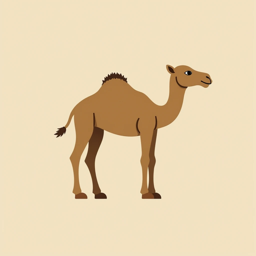 Flat design style camel emoji