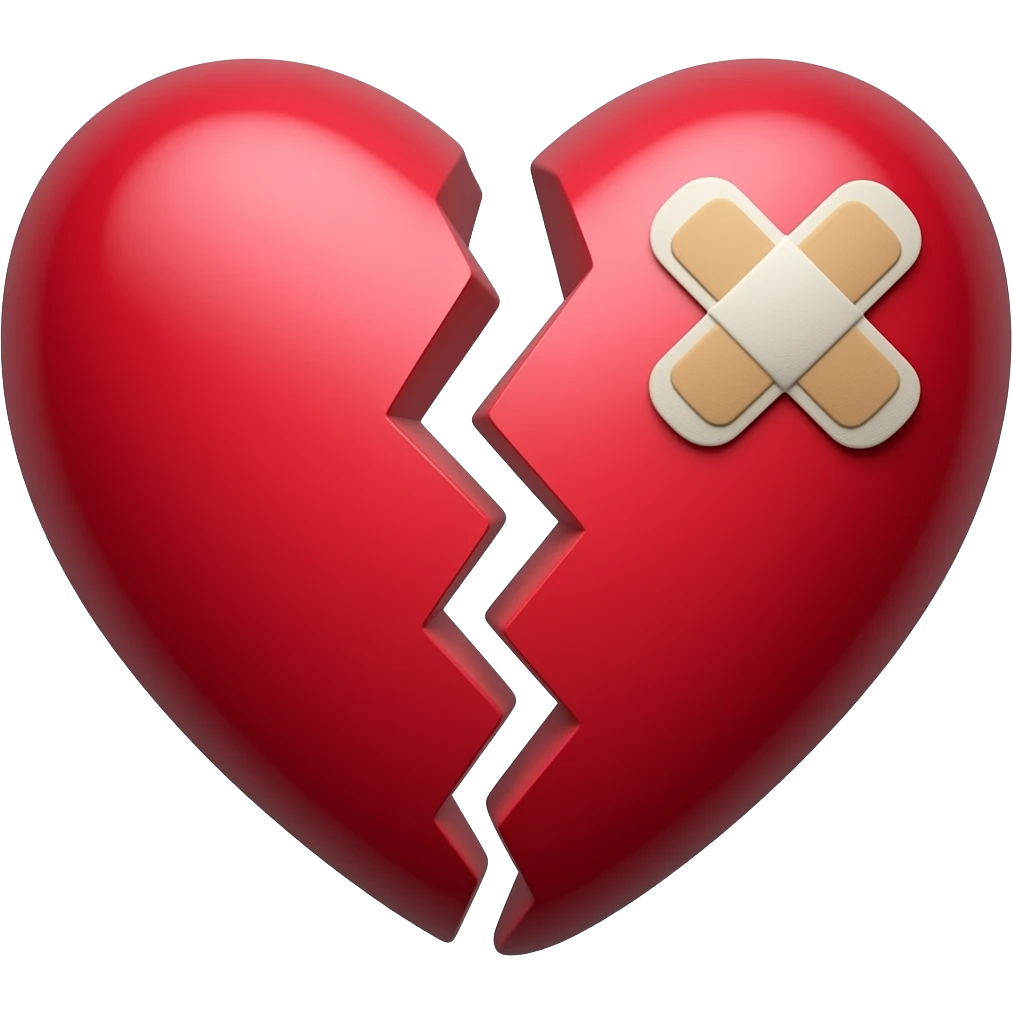 Broken heart with small bandage On it emoji
