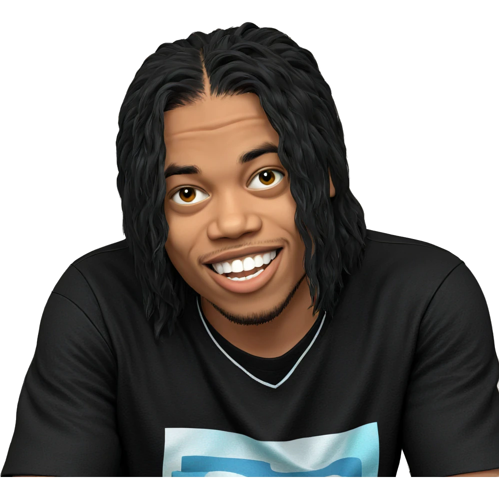 smiling boy in black shirt emoji