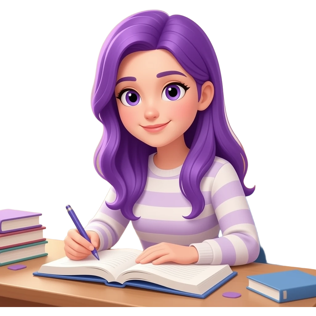 GIRL WITH LONG PURPLE HAIR STUDIES emoji