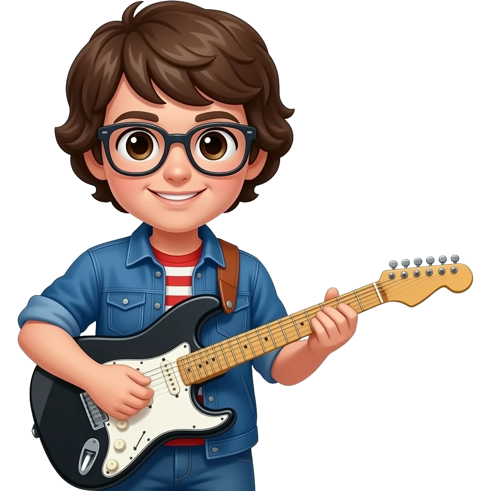 Eddie Munson from stranger things playing electric V guitar emoji