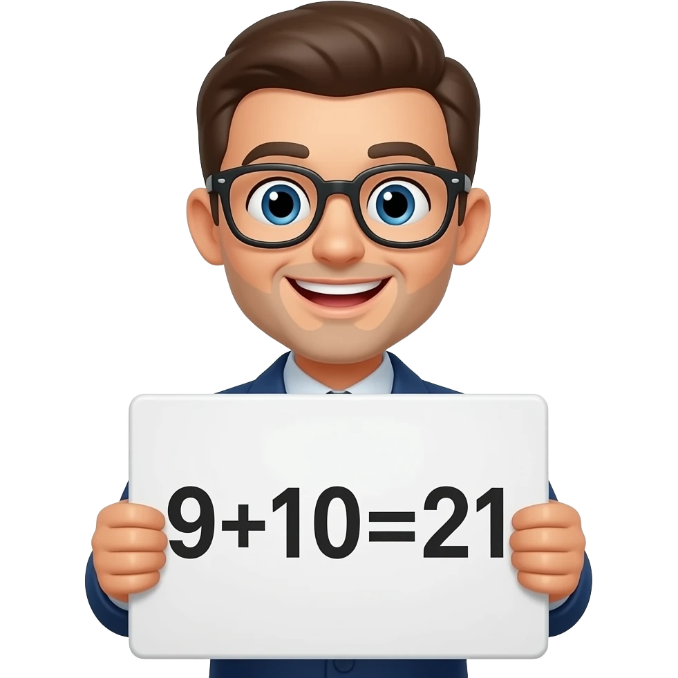 make a emoji that says 9+10= 21 emoji