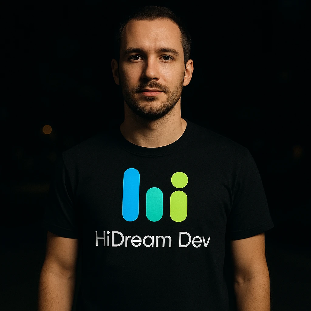 man wearing tshirt with this logo, dark night background with dim  emoji