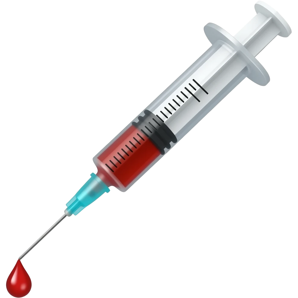 crea una jeringa con una gota de sangre emoji