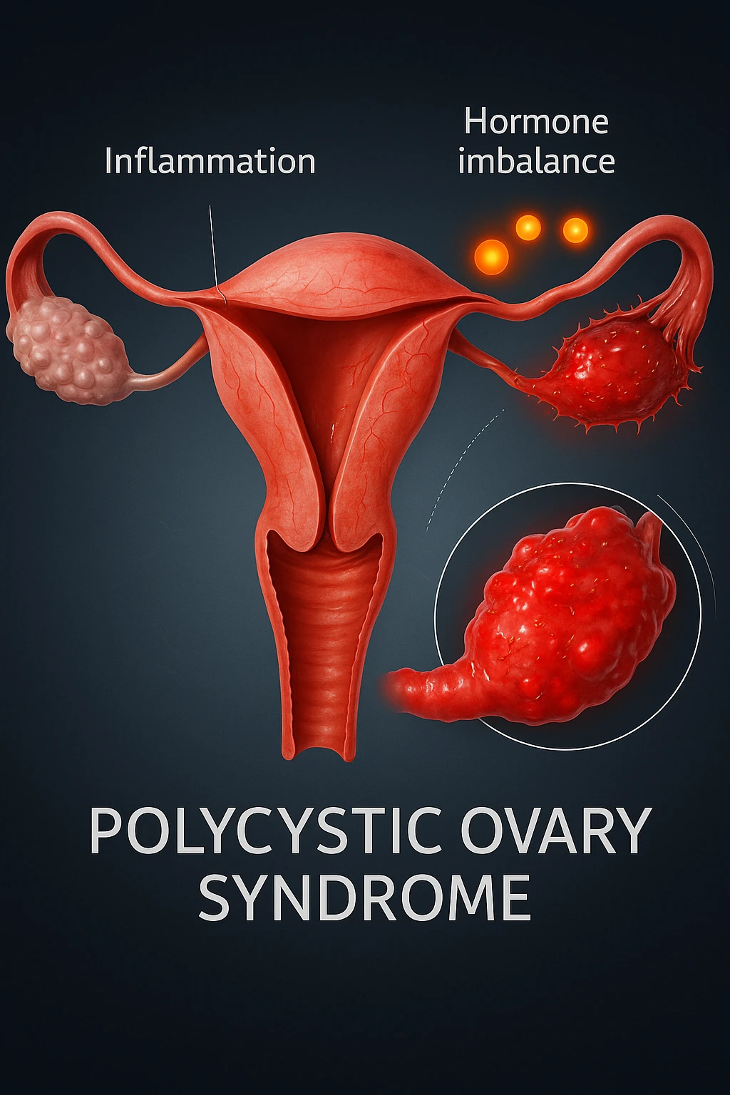 pcos con problema ormonale e infiammatorio SU DONNA in 3d emoji