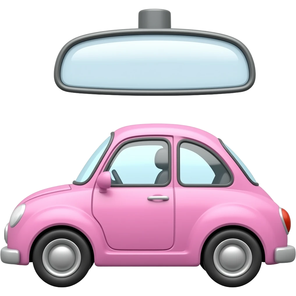 rearview mirror on pink car emoji