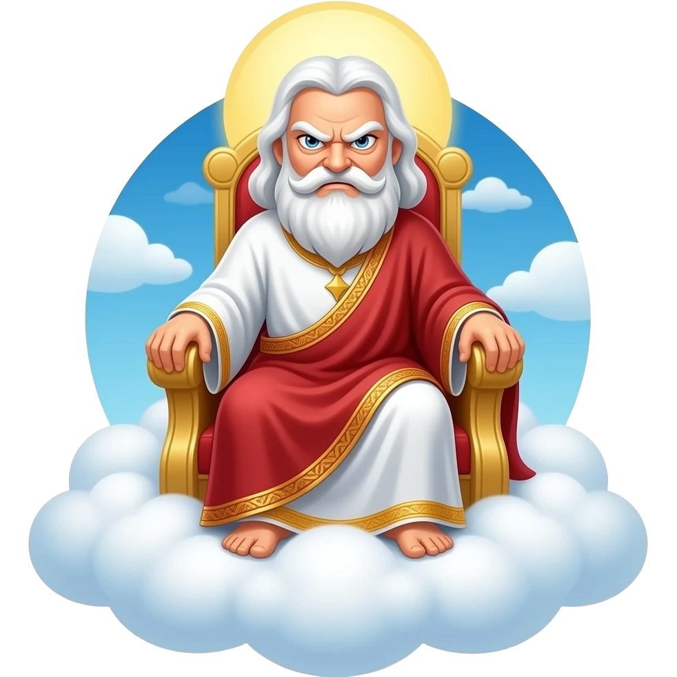 God as an old man sitting in heaven very angry emoji