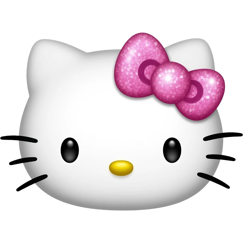 hello kitty head with a pink glittery bow emoji