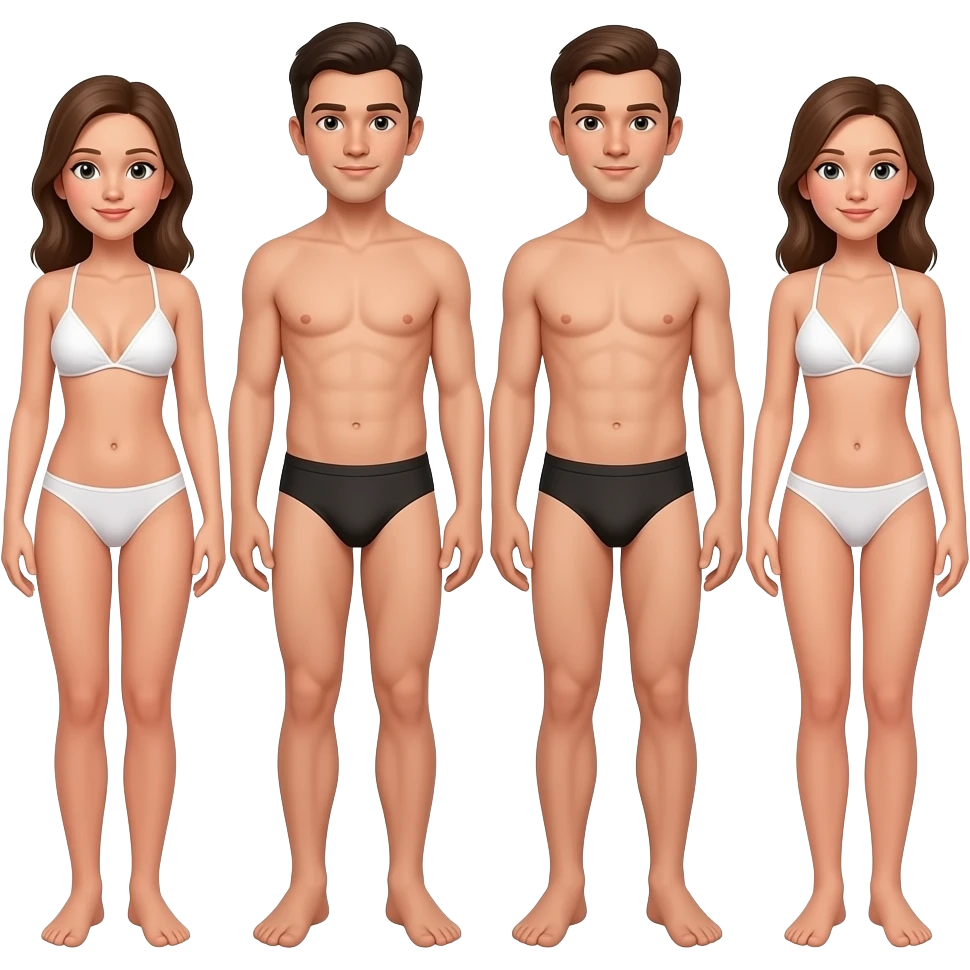 Familia nudista sin ropa emoji