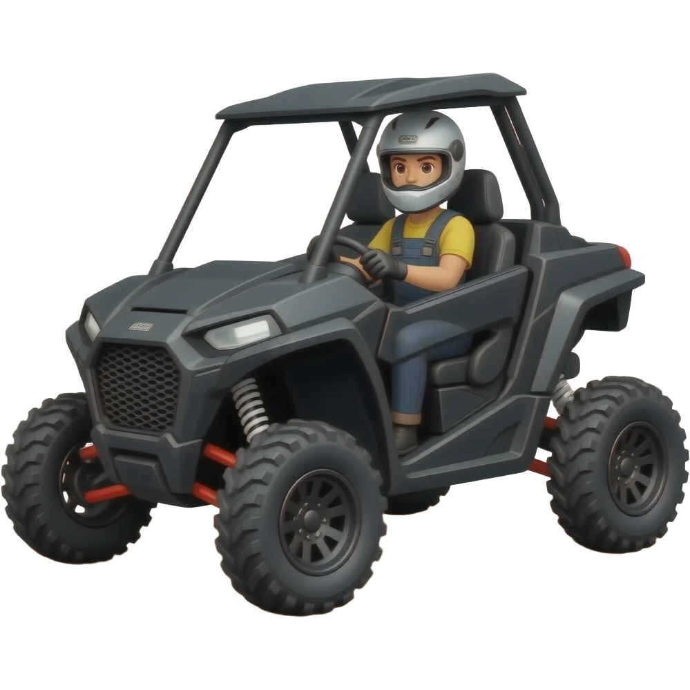 Black color RZR driving with driver wearing helmet with trail background emoji