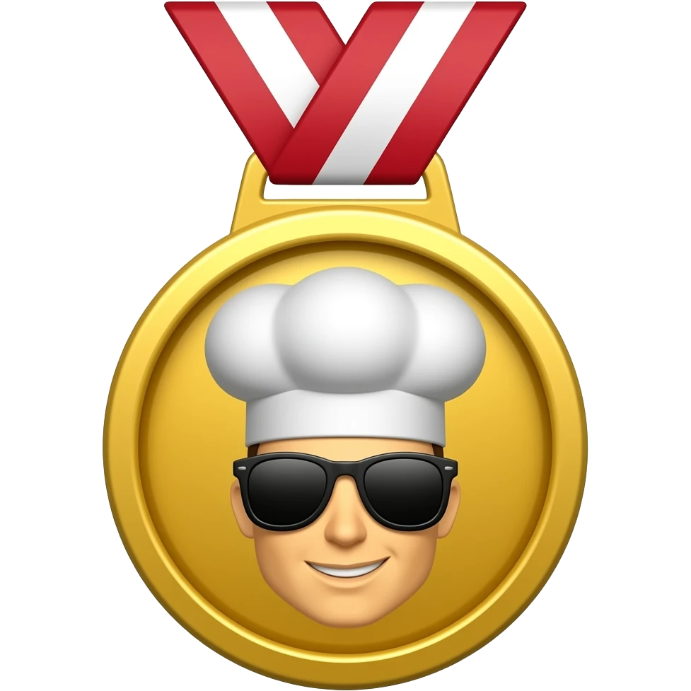 Medaglia con dentro emoji cuoco con occhiali da sole più stile faccina gialla emoji
