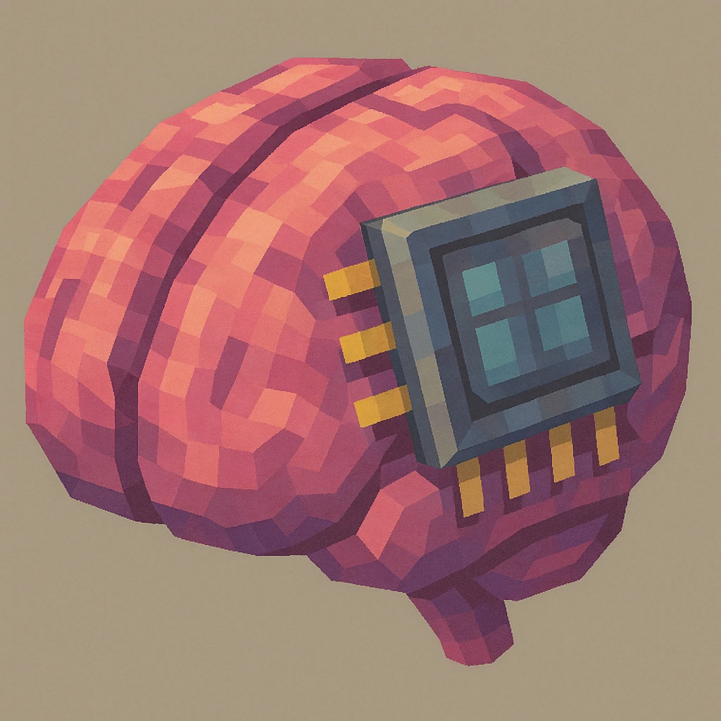 a brain merged with a microchip emoji