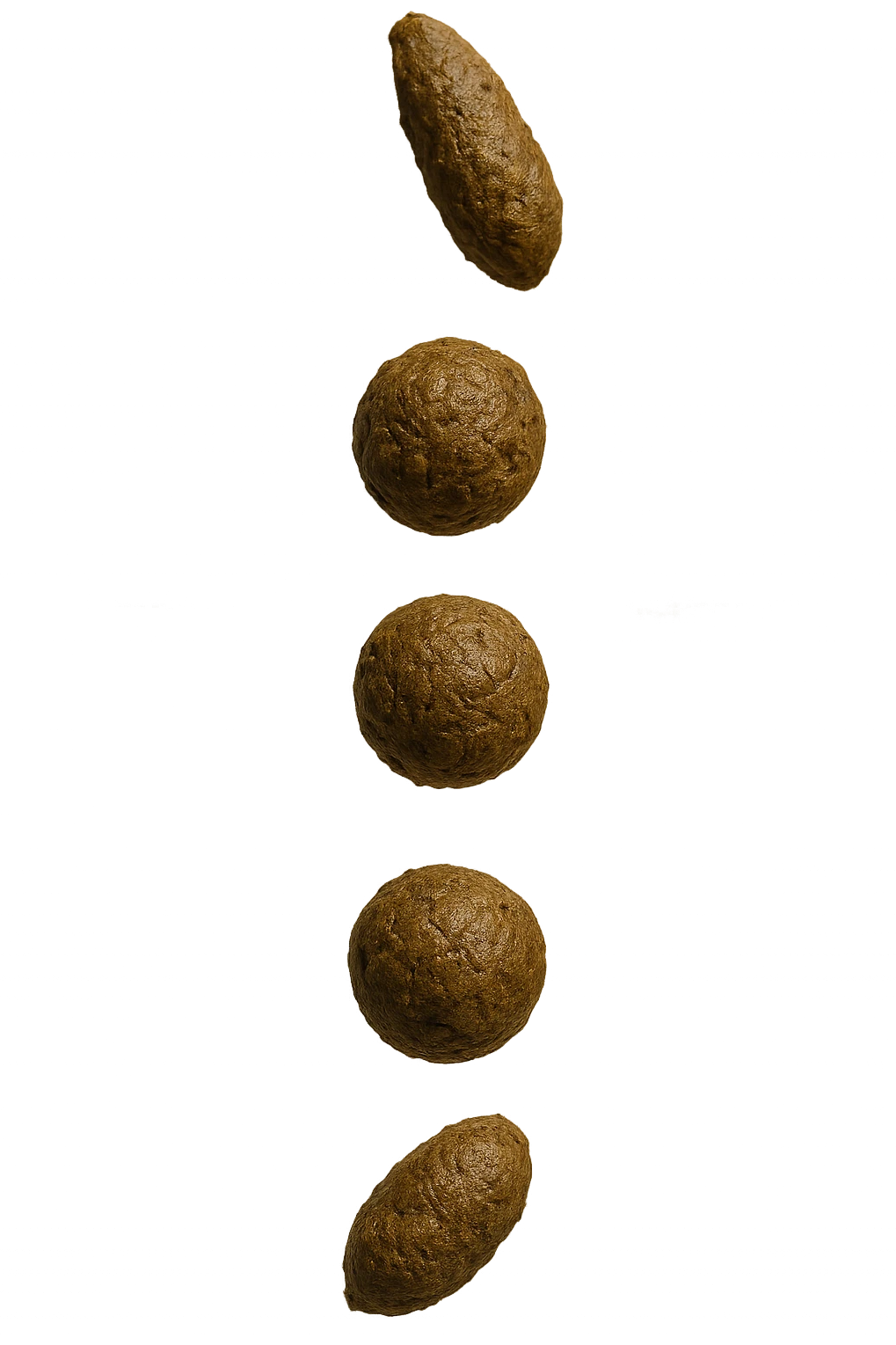 FECI DI ANIMALE A PALLINE UN PO' ALLUNGATE CADONO DALL'ALTO VERTICALMENTE, IPERREALISTICO 4K emoji