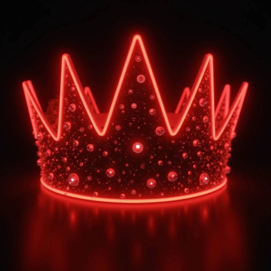 a big glowing red realistic crown with sparkling gems, photorealistic style emoji