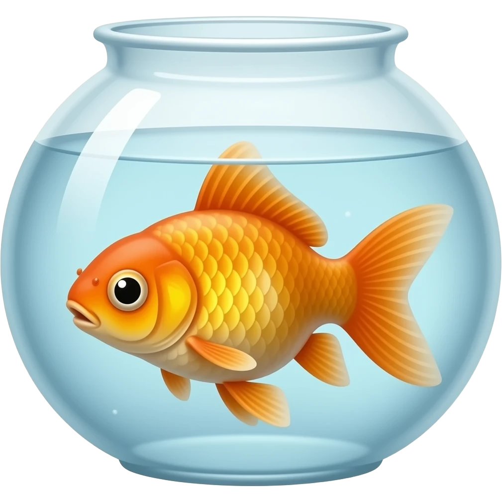 goldfish in an aquarium, simple and toon emoji