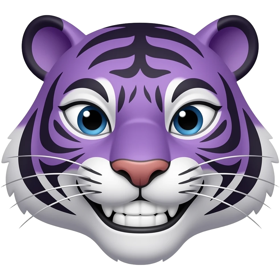 purple tiger cartoon face 2d emoji