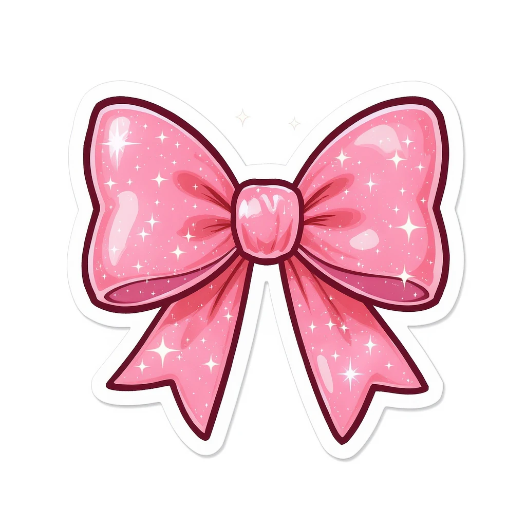 sakura bow, cute and shiny, with sparkles, no background emoji