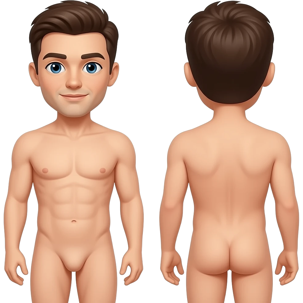 Nude man front and back dick emoji