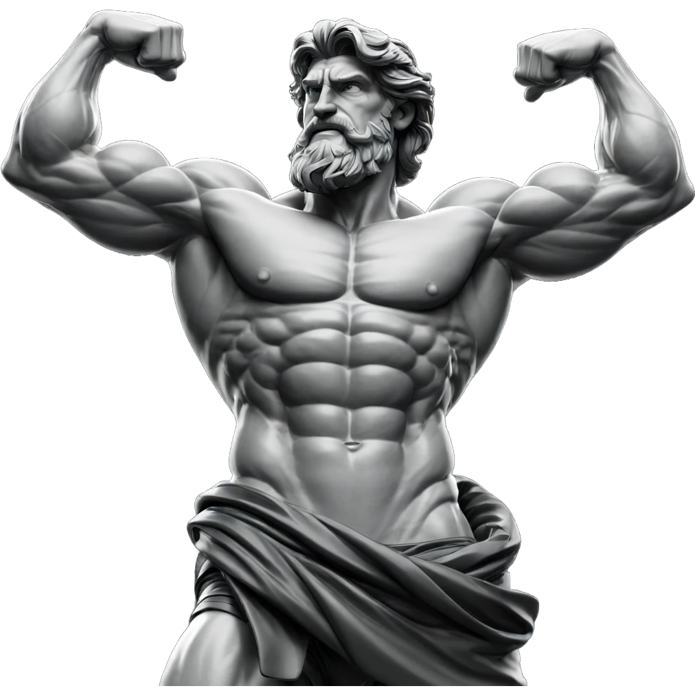 muscular male figure in monochrome emoji