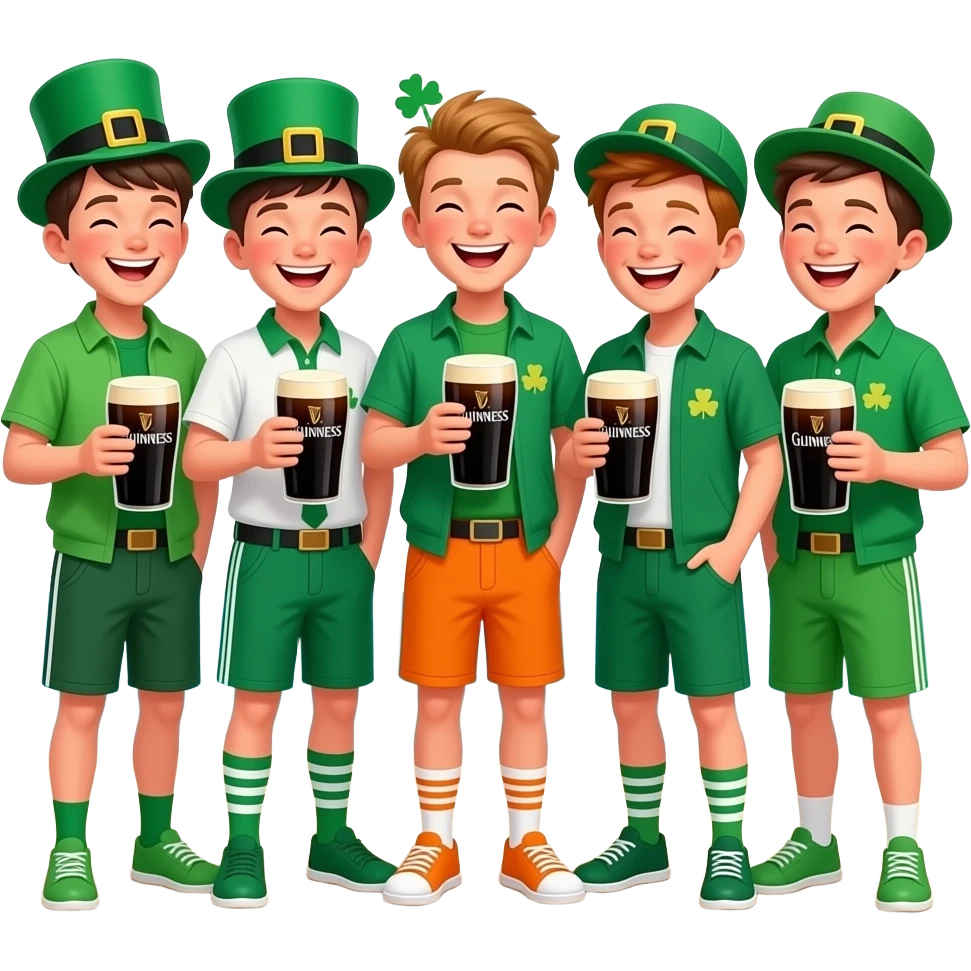 Pints of Guinness and 5 funny irish boys st Patrick's day in florida emoji