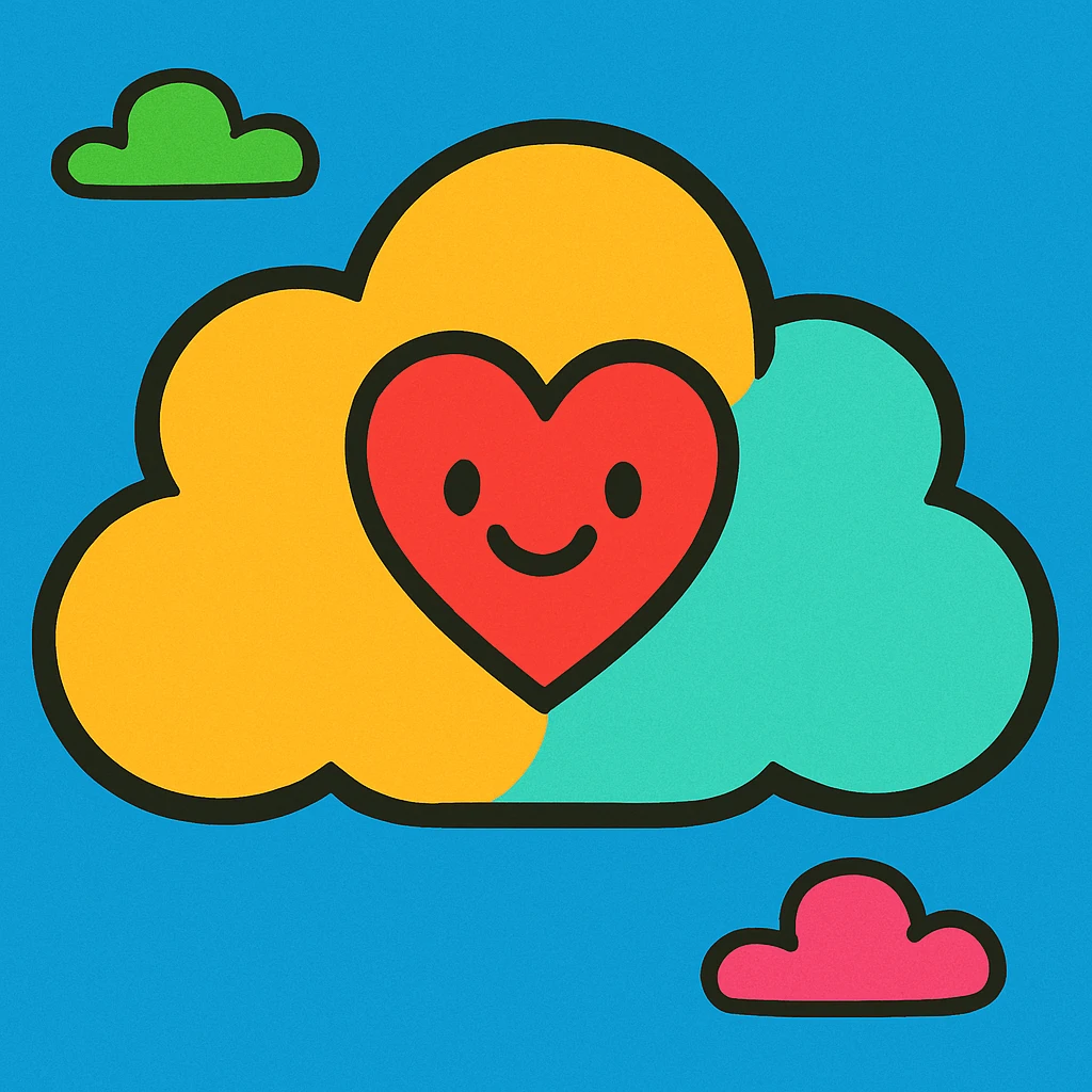 a cloud with a heart on it, vibrant toon style emoji