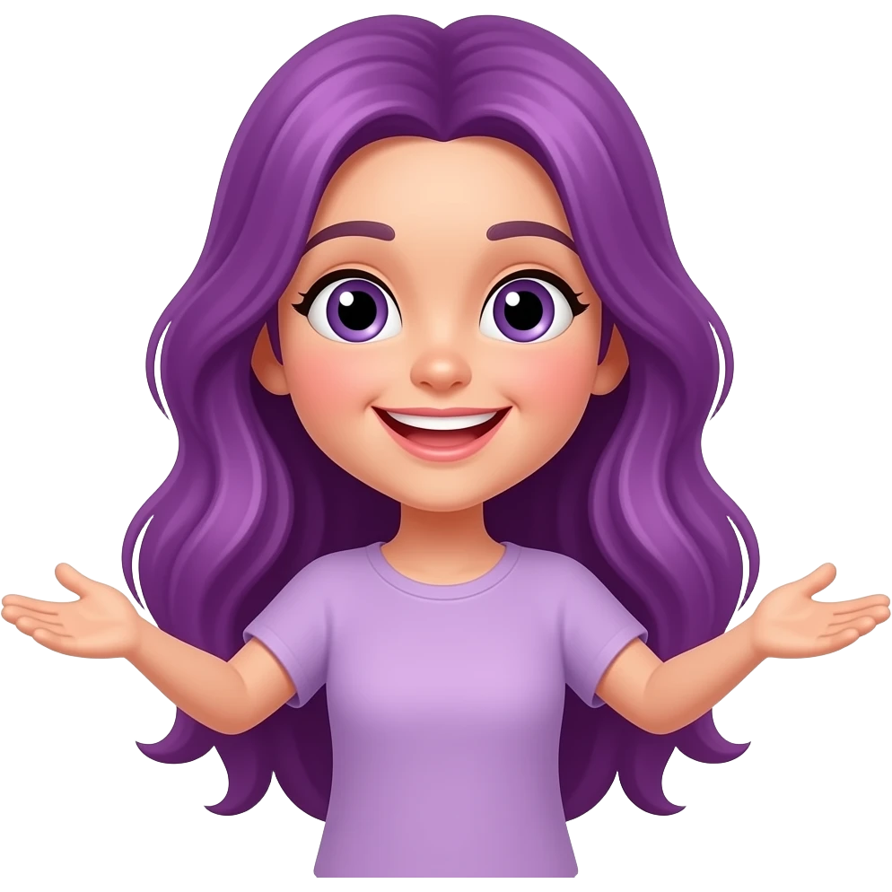 GIRL WITH LONG PURPLE HAIR GIVING FREE HUGS emoji