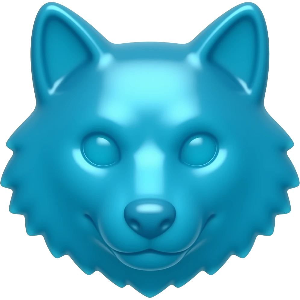 Blue Gummy wolf candy face emoji