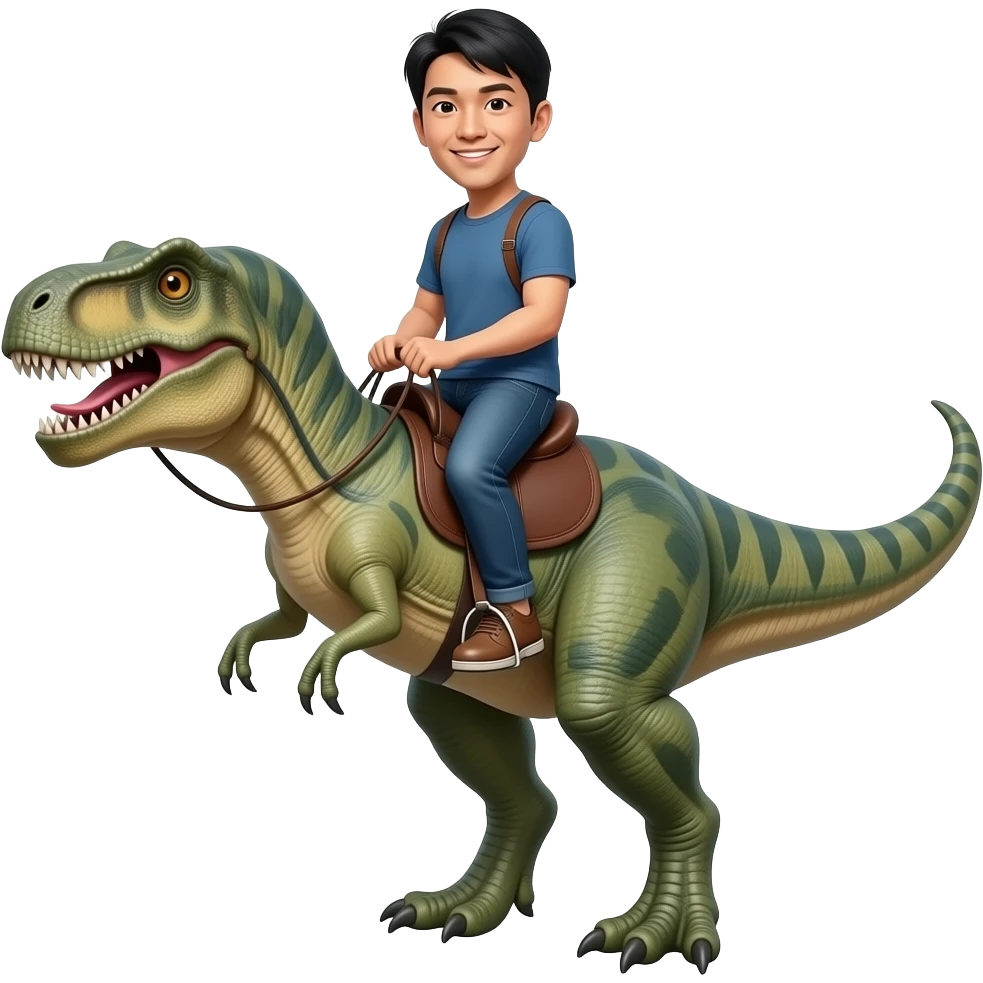 Asian man riding dinosaur emoji